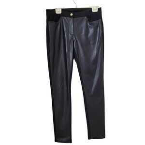 MICHAEL Michael Kors Size 6 Black Faux Leather Front Pants, Exc. Used Cond.